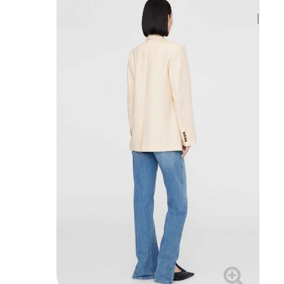 Anine Bing Kaia Linen Blazer In Light Yellow Double Breasted Jacket Size Small - Picture 8 of 13